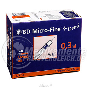 B-d Micro Fine+ U 100 Demi 0,3 Ml Einteilung 0,5 Einheiten