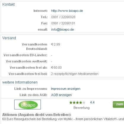 Abbildung  Ausschnitt Apothekeninformation
