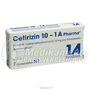 Cetirizin 10 1a Pharma Preisvergleich